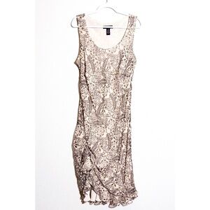 Vtg Signature by Robbie Bee Brown Floral Silk Beaded and Sequin Dress SIZE 20W